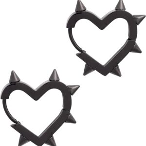Grunge Emo Punk Y2K Spike Heart Hoop Earrings