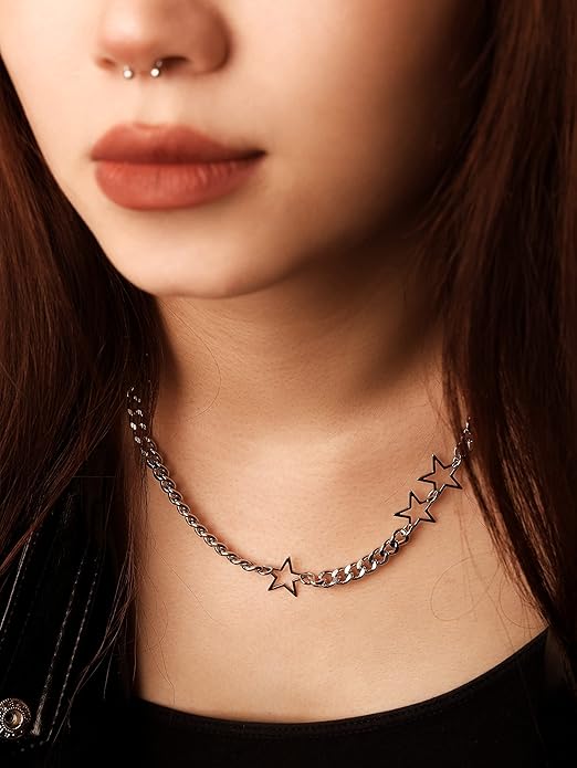 81SJVeM97-L._AC_SY695_ Goth Grunge Emo Star Choker Necklace - Image 2