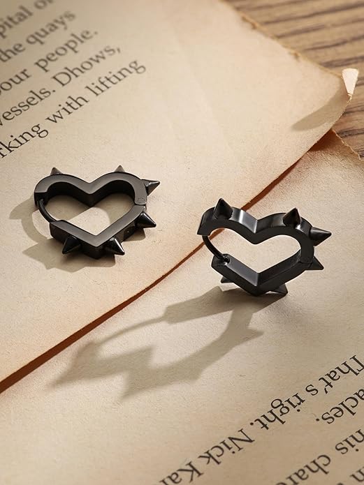 81tCqV5EqYL._AC_SY695_ Grunge Emo Punk Y2K Spike Heart Hoop Earrings - Image 4